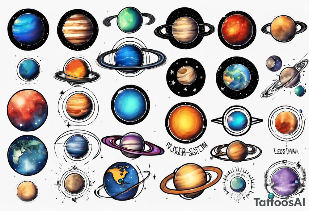Lesbian flag color solar system tattoo idea