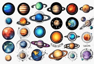 Lesbian flag color solar system tattoo idea
