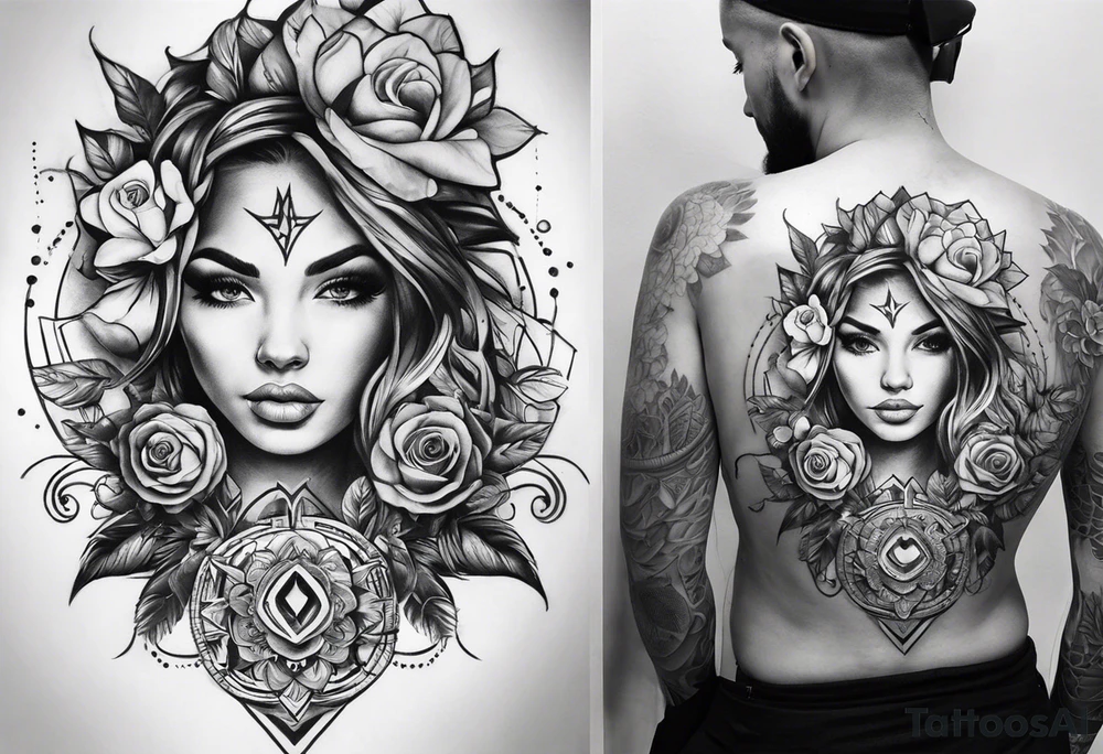 a half-sleeve black and white tattoo idea that incorporates mental health awareness, a passion for EDM music, a first responder past, and keeping a positive mindset. I want everything designed into each other thing tattoo idea