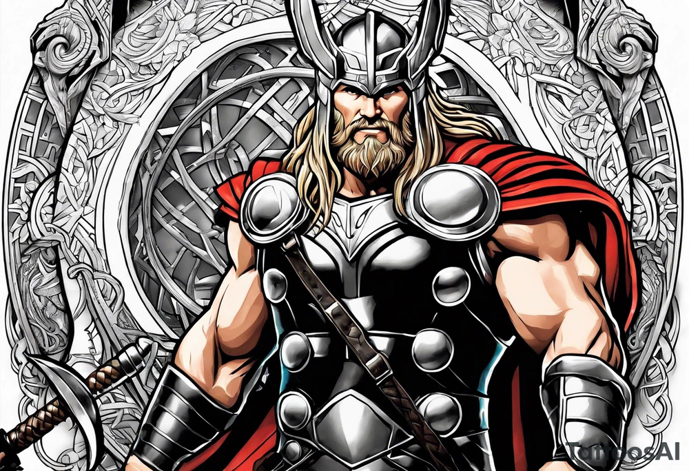 Thor with an Atheist "A" in the background tattoo idea