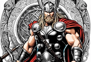 Thor with an Atheist "A" in the background tattoo idea