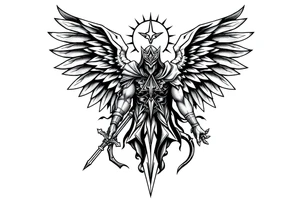 Powerful archangel, warrior, holy angel army tattoo idea