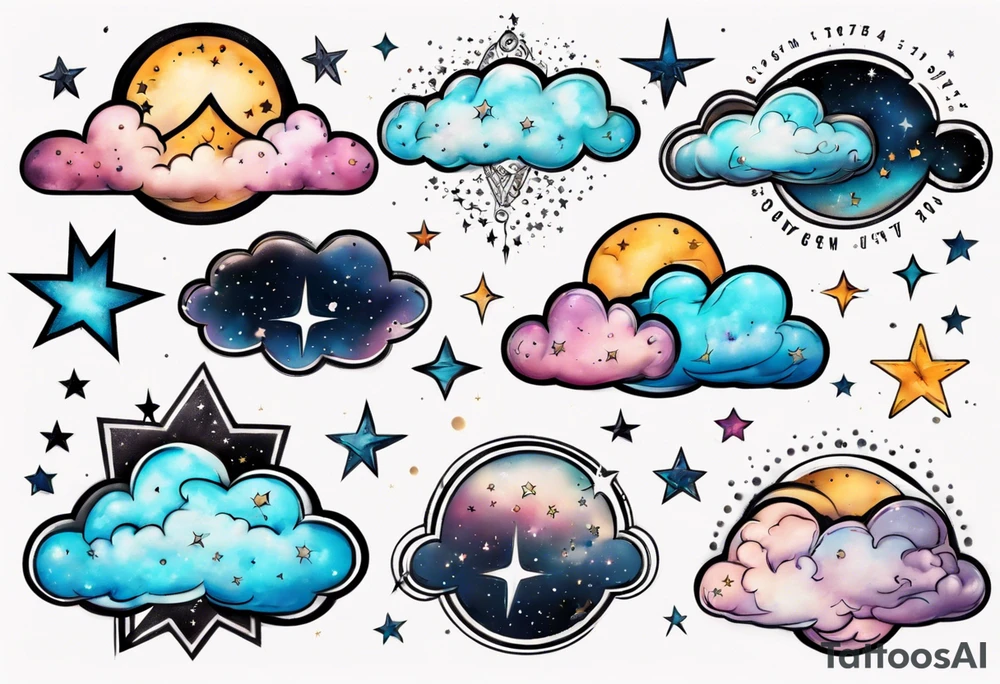cloud with the date and stars tattoo idea