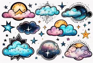 cloud with the date and stars tattoo idea