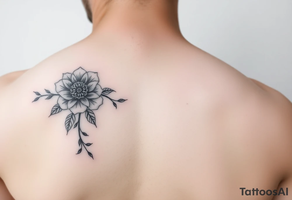 Make something similar to this. It should be a small, unique floral design. Use soft shading. tattoo idea