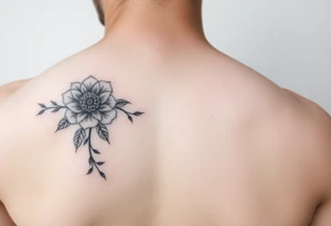 Make something similar to this. It should be a small, unique floral design. Use soft shading. tattoo idea