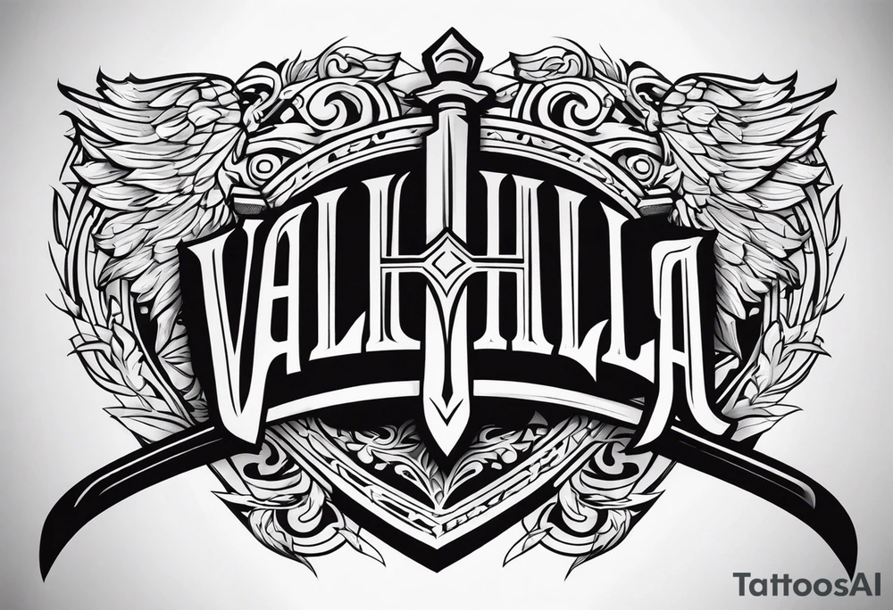Valhalla stairs sword shield tattoo idea