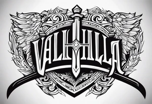 Valhalla stairs sword shield tattoo idea