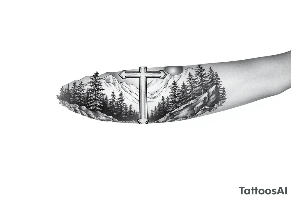 russian orthodox cross in a light forrest mountainous setting tattoo idea russian orthodox cross in a light forrest mountainous setting tattoo idea