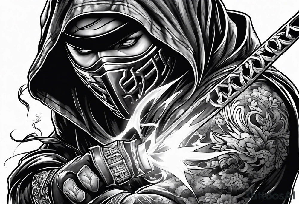 ninja with fire in his hand tattoo idea