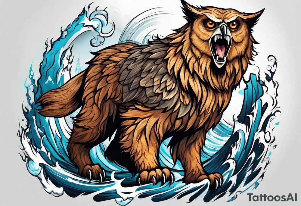 leaping owlbear tattoo idea