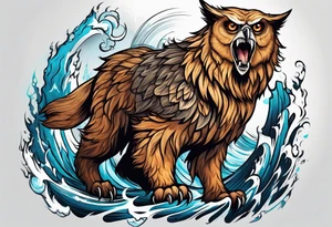 leaping owlbear tattoo idea