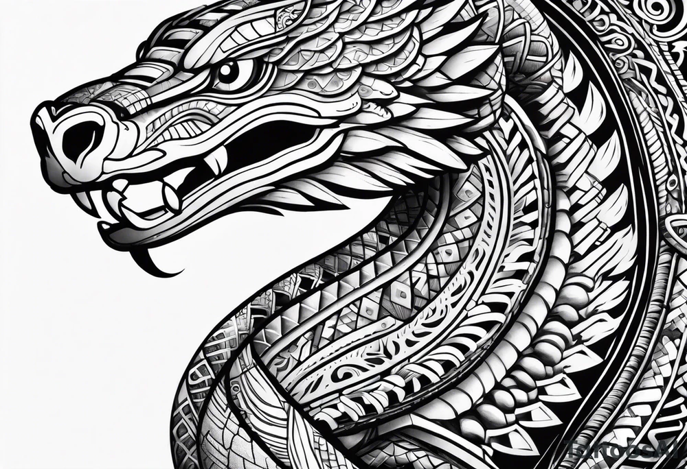 aztec snake sleeve tattoo idea