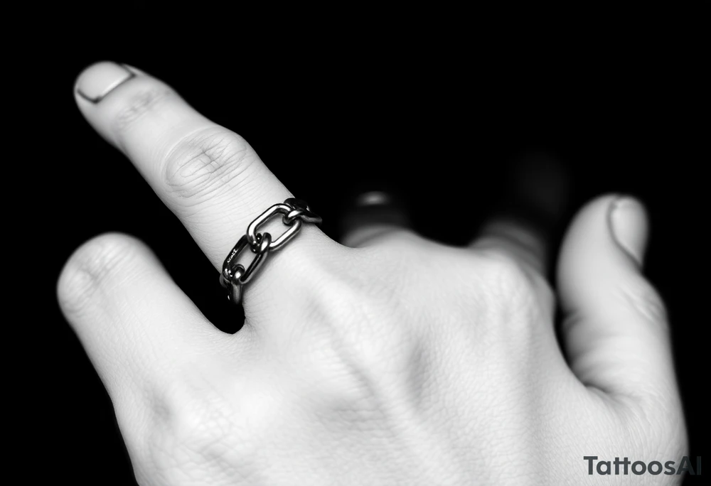 Chains wrapped on pointer finger and connected to thumb from my wrist showing whole hand tattoo idea
