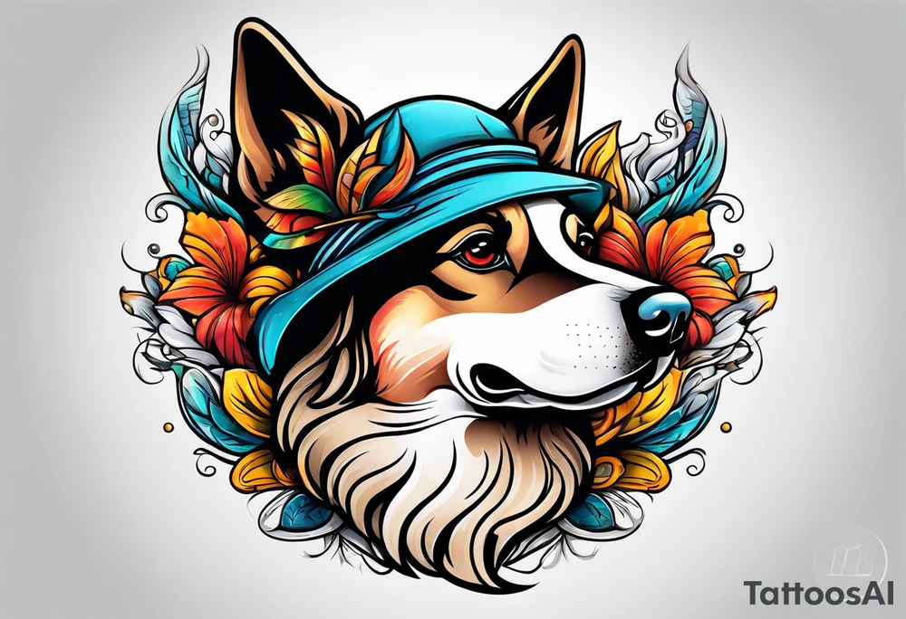 Dog bird tattoo idea