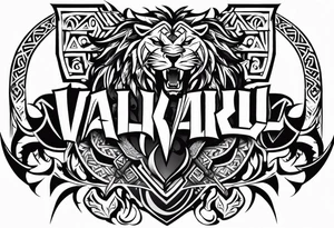 Valhalla sword shield dragon axe Valknut  tribal lion tattoo idea