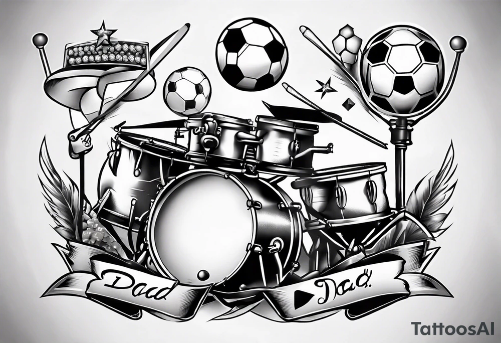 Dad drums diamonds pearls football sports tattoo idea