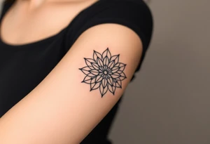 A Flower of Life pattern with delicate dot work shading placed in cyrcle tattoo idea