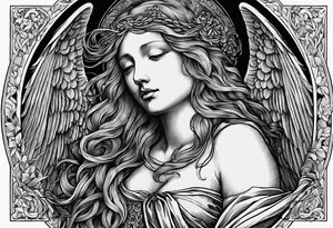an angel woodcut in the style of Albrecht Dürer tattoo idea