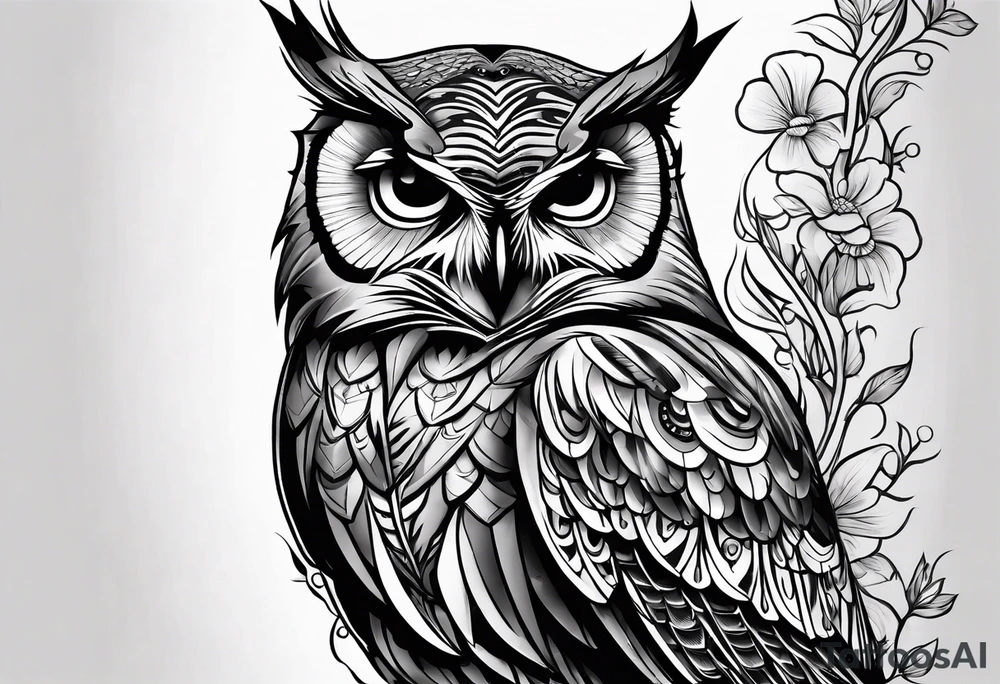 An owl with the name Teagan written inside of it somewhere tattoo idea