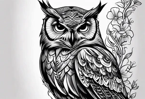 An owl with the name Teagan written inside of it somewhere tattoo idea