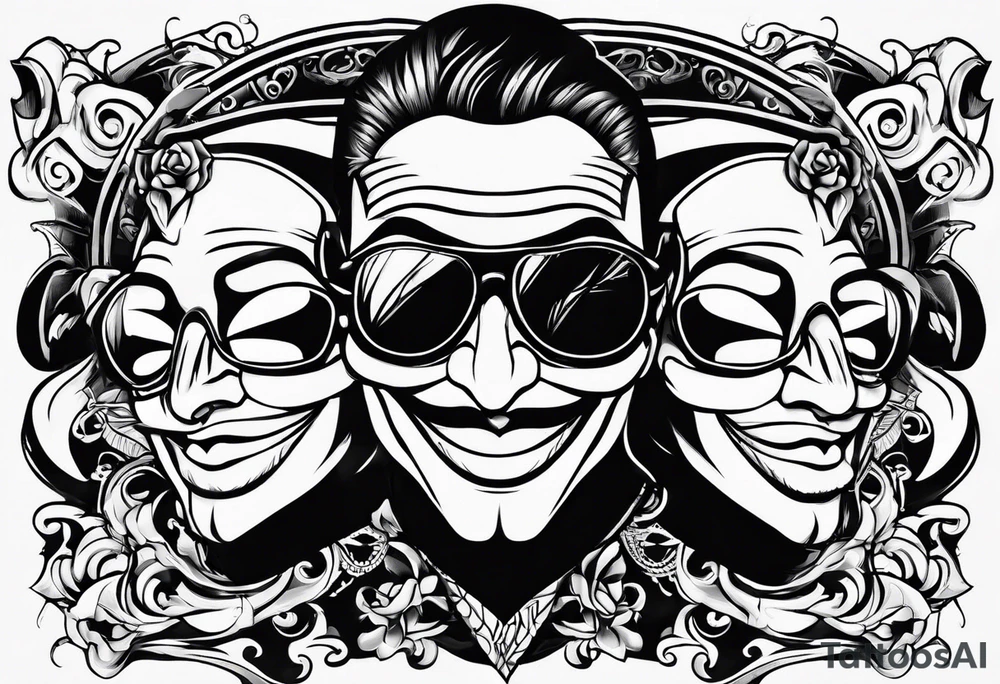 Smile now cry later gangster art masks tattoo idea