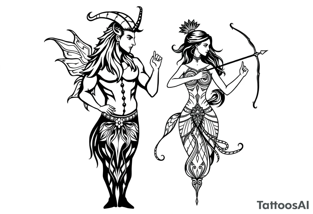 Male Capricorn and female Sagittarius couple high school sweetheart’s unconditional tattoo idea