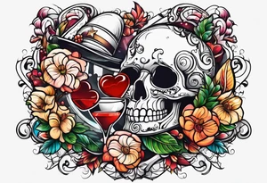 Love and alcohol tattoo idea