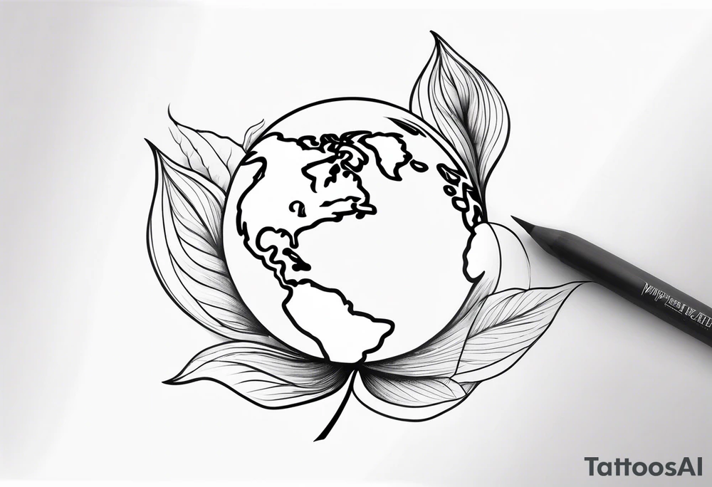 WORLD GLOBE INSIDE POPPY FLOWER BUD tattoo idea