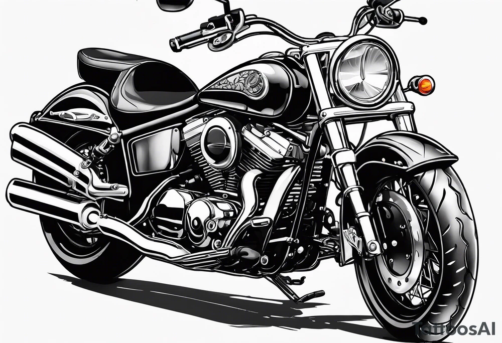 Motorcycle with clouds tattoo idea