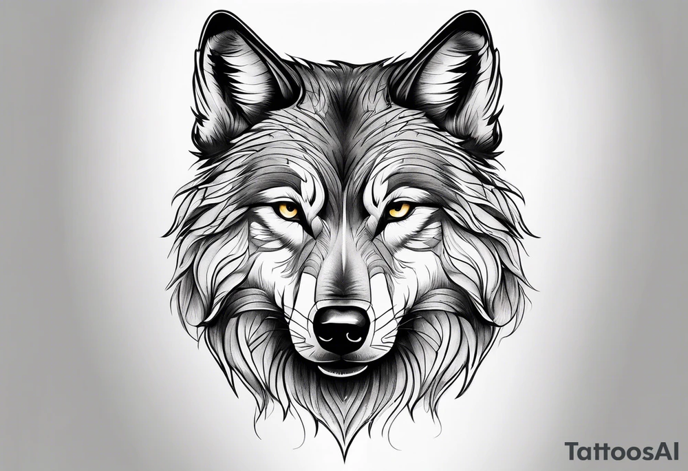 Wolf face, front on tattoo idea