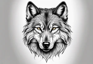 Wolf face, front on tattoo idea