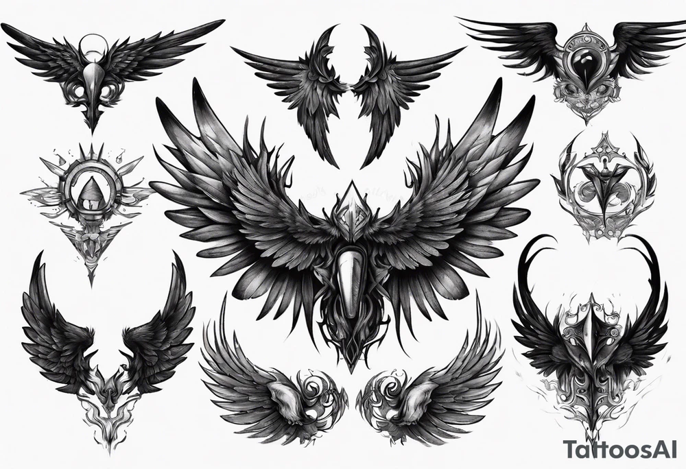 mysterious dark wings tattoo idea