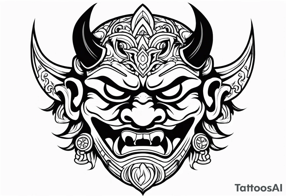 A Oni mask for protection against Evil tattoo idea