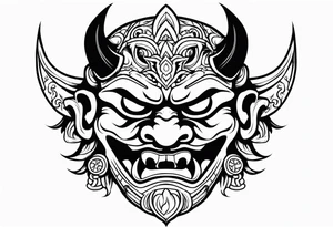 A Oni mask for protection against Evil tattoo idea