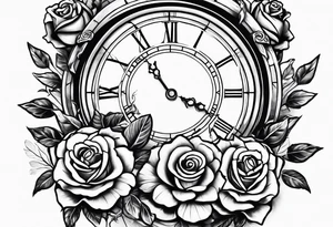 Greek gods roses and a clock tattoo idea