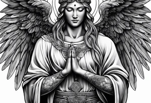 Angel with prayer hands tattoo idea