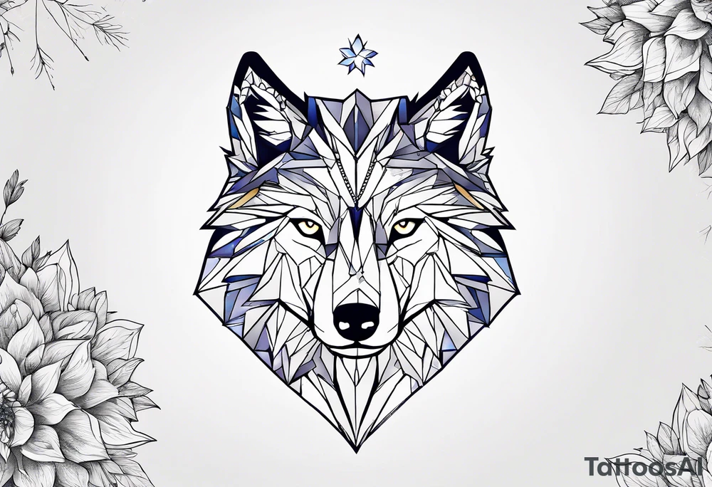 Constellation, animal wolf snow , géométric , flower tattoo idea
