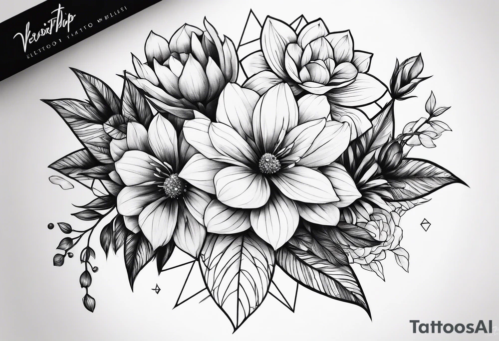 velocirapto con flores tattoo idea