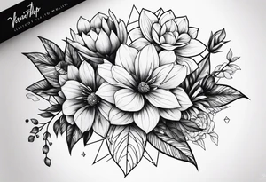 velocirapto con flores tattoo idea