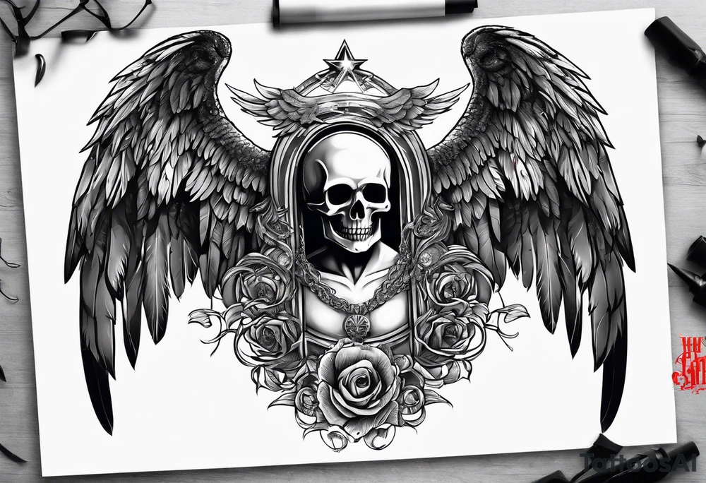 half angel half death tattoo idea