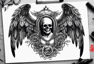 half angel half death tattoo idea