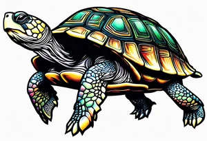Turtle running upright across the finish line of a marathon tattoo idea