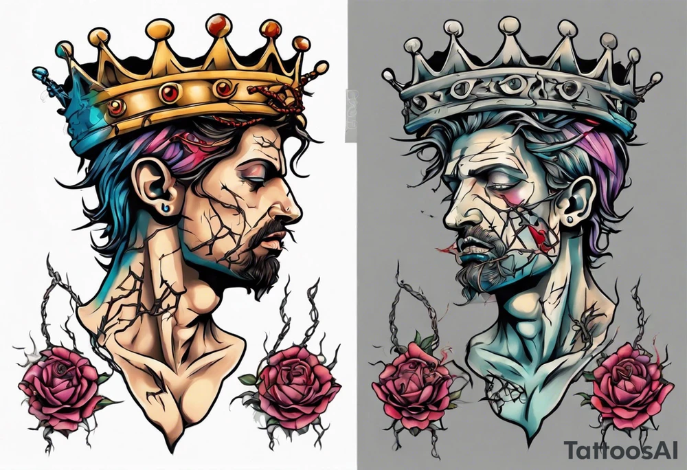 Bust of David with crown of thorns tattoo idea