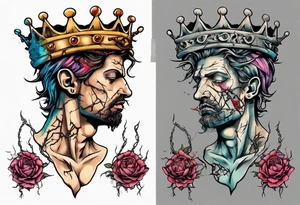 Bust of David with crown of thorns tattoo idea