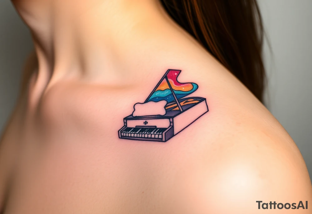 Colorful piano tattoo idea