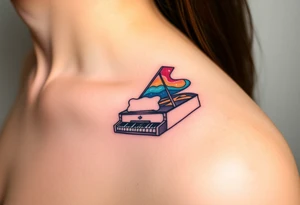 Colorful piano tattoo idea