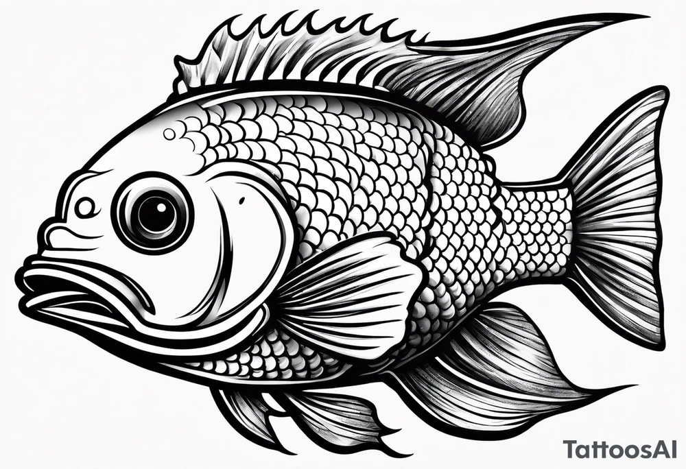 Fish with a race helmet tattoo idea