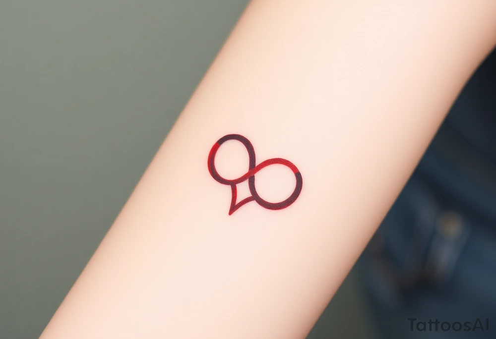 The rune of love enclosed in an infinity symbol, symbolizing everlasting affection, in black and deep red. tattoo idea
