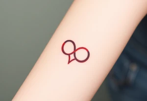 The rune of love enclosed in an infinity symbol, symbolizing everlasting affection, in black and deep red. tattoo idea